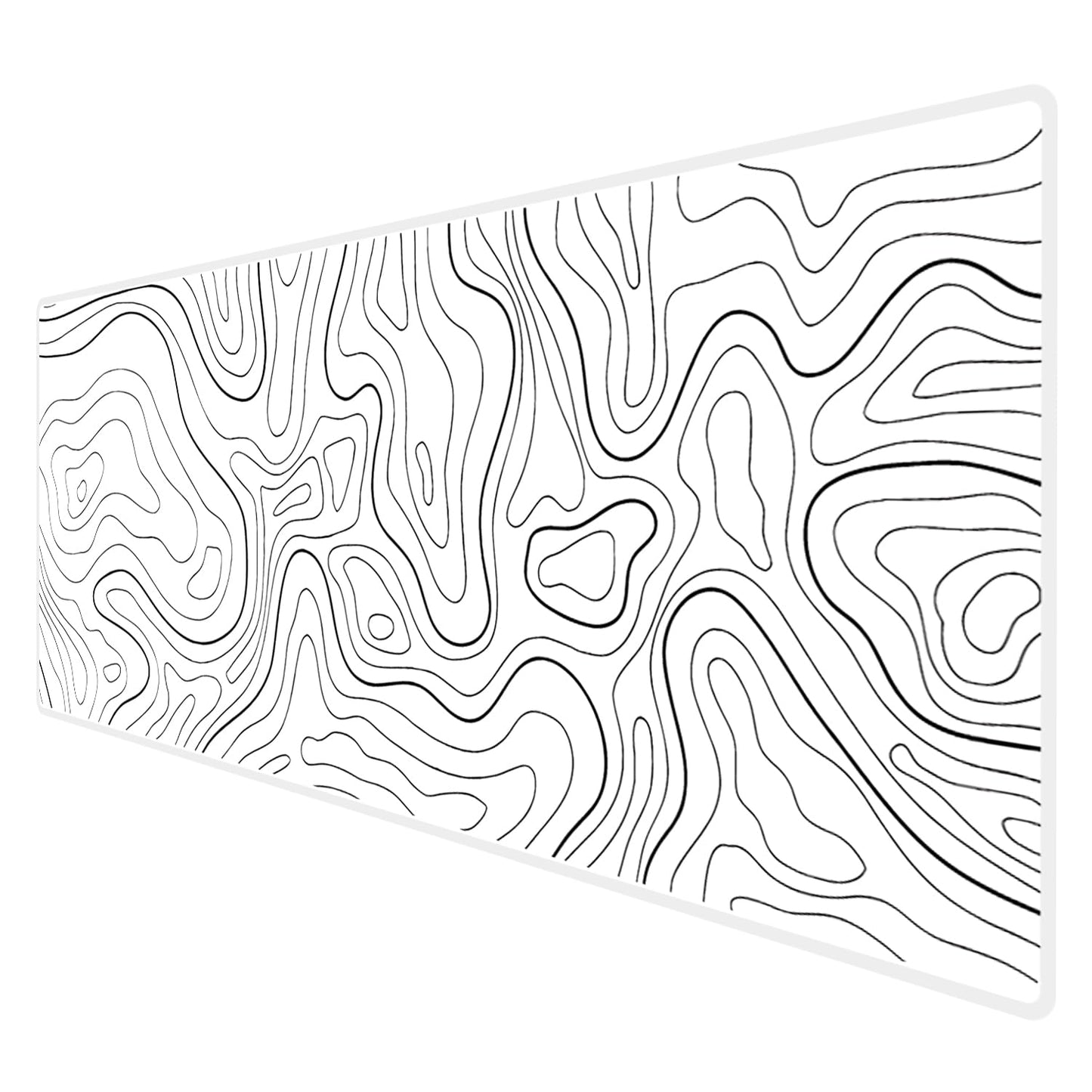 Black Topographic Large Gaming Mouse Pad Extended XXL(900 * 400 * 3MM) Mouse Mat Long Desk Pad with Stitched Edges for Keyboard Home Office Gaming Work Big Desk Mat
