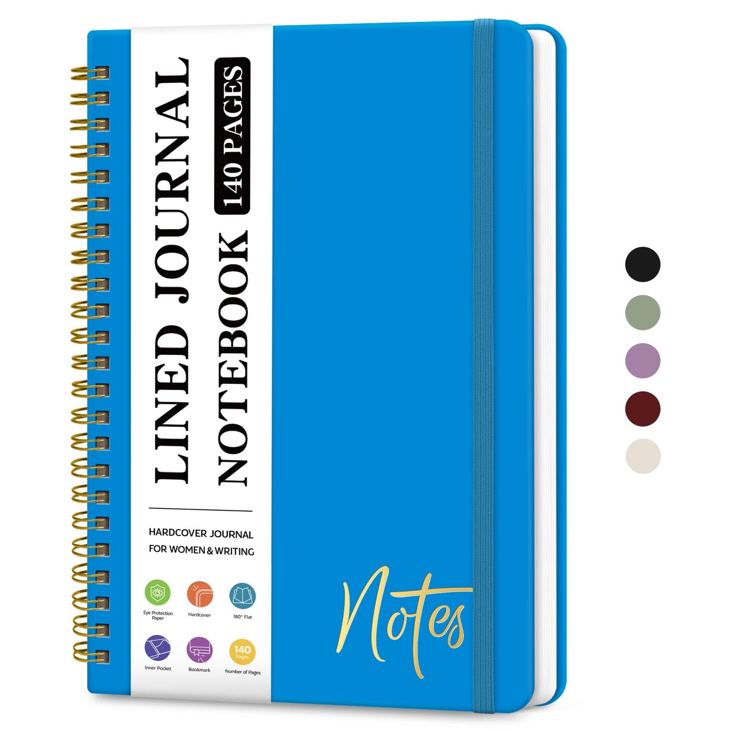 ZOTIA Lined Spiral Notebook for Work Hardcover Spiral Journal College Ruled | Purple, 5.7" x 7.9" Spiral Journals for Writing, Work Notebooks, Note taking and Office School Supplies, 140 Pages