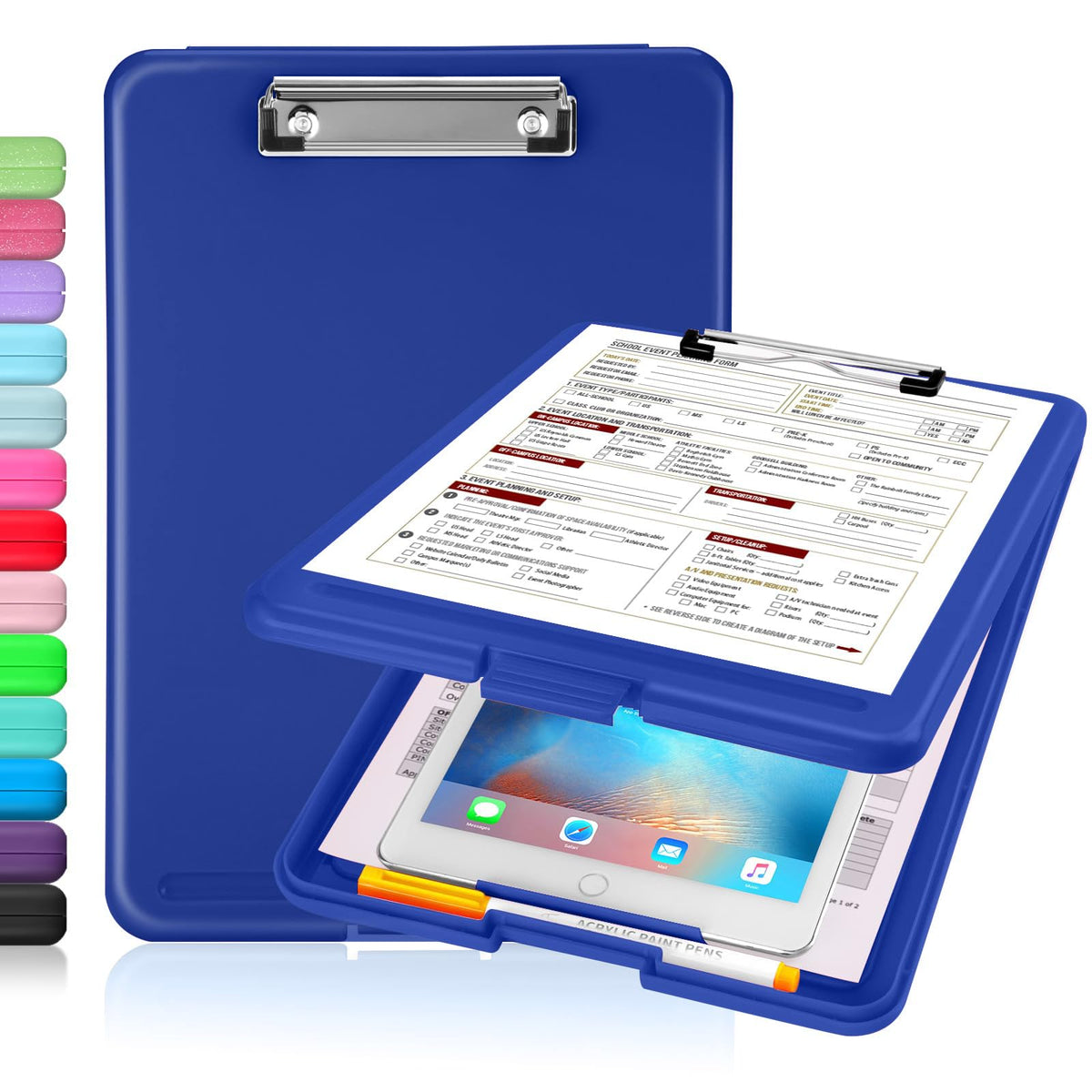 Sooez Clipboard with Storage, Plastic Nursing Clip Board, 8.5" x 11", Work | Sturdy Clipboards Foldable, Cute Hanging Clip Board Case, Teacher, Classroom Must Haves, Office School Supplies, Women & Men