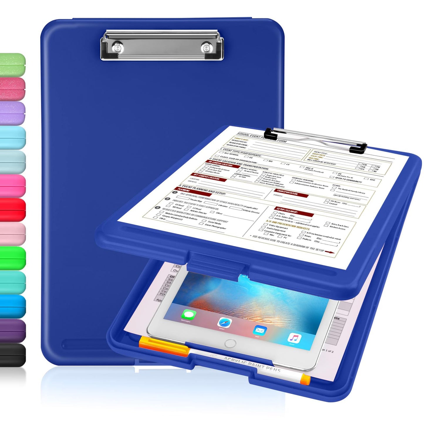 Sooez Clipboard with Storage, Plastic Nursing Clip Board, 8.5" x 11", Work | Sturdy Clipboards Foldable, Cute Hanging Clip Board Case, Teacher, Classroom Must Haves, Office School Supplies, Women & Men