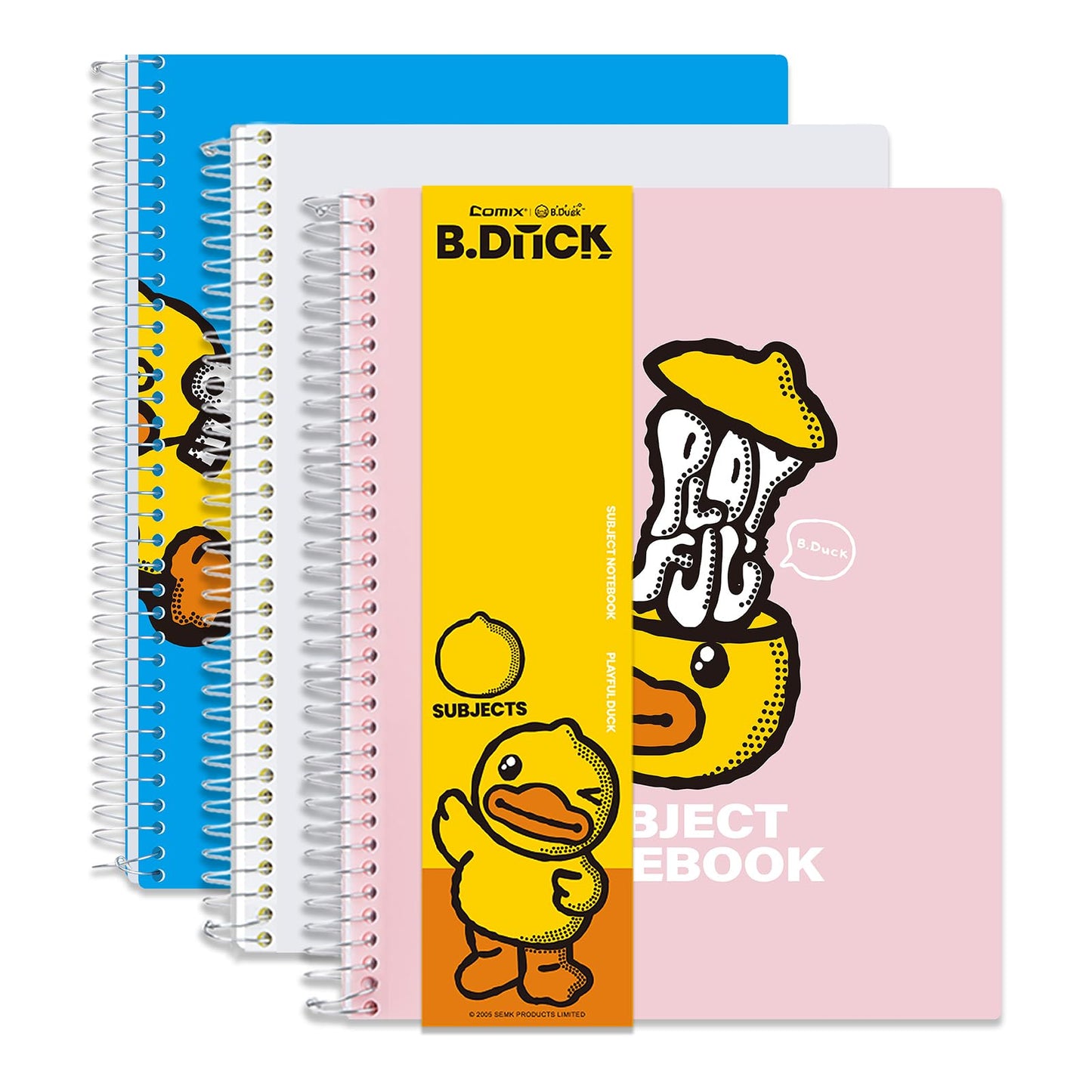 Comix 6-Pack 1 Subject Notebook with Plastic Cover, 70 Sheets 8.5" x 11" College Ruled Notebook with 1 Divider for Office/School/Home (Black,Blue,White,Green,Pink,Orange)