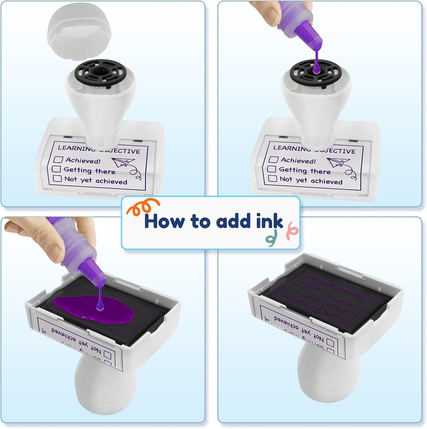 Happy Teaching Checkbox Grading Stamps - Teacher Gifts, Easy Grading, Improved Efficiency (Red+Purple)
