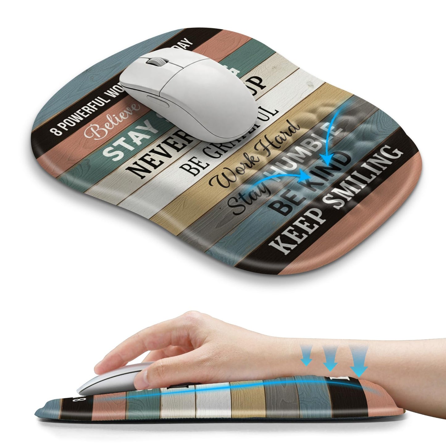 Hokafenle Ergonomic Wrist-hugging Mouse Pad Wrist Support, U-shaped Holding Wrist Rest Mousepad for Carpal Tunnel Pain Relief with Cushioned Memory Foam Slope Massage Bulge (Classic 10.2x8.3 in,Black)