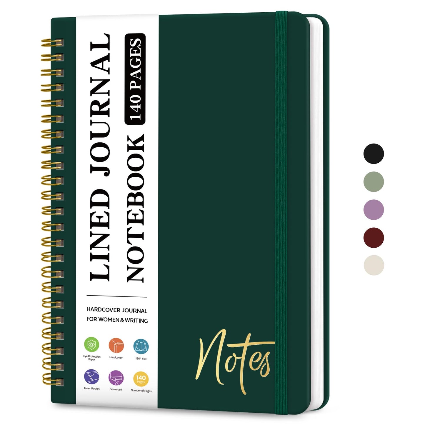 ZOTIA Lined Spiral Notebook for Work Hardcover Spiral Journal College Ruled | Purple, 5.7" x 7.9" Spiral Journals for Writing, Work Notebooks, Note taking and Office School Supplies, 140 Pages