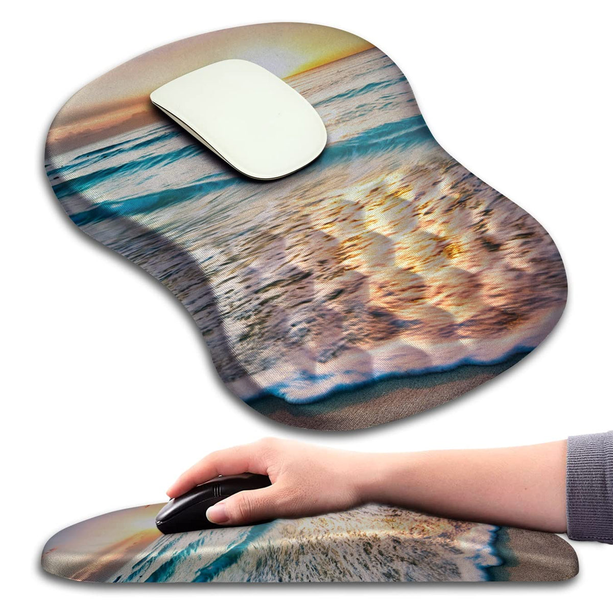 Mouse Pad Wrist Support, Ergonomic Mouse Pad with Massage Dot, Comfortable Computer Mouse Pad for Laptop, Wrist Rest Pain Relief Mousepad with Non-Slip PU Base for Office & Home, 12 x 8 in