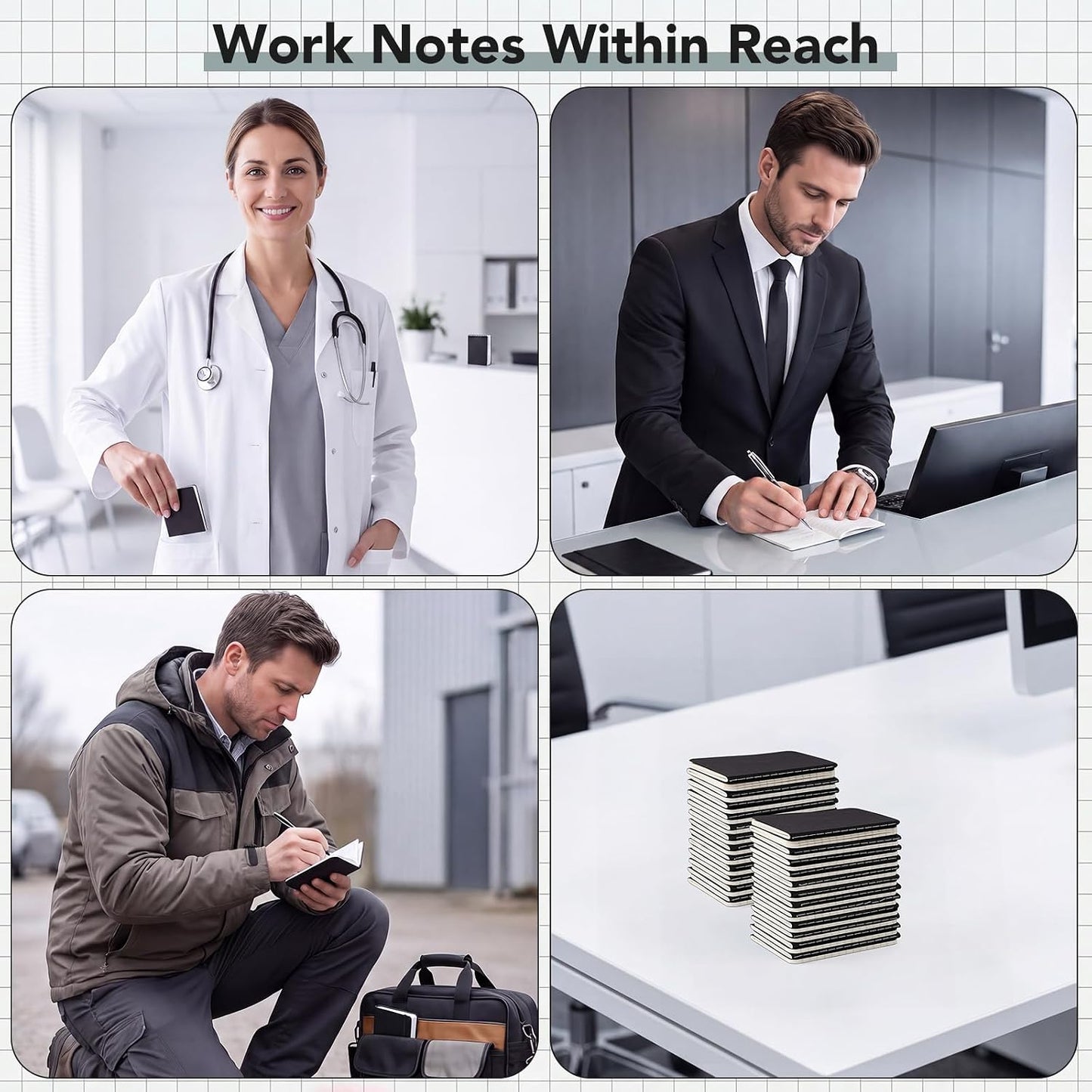 BESARME 24 Pcs Mini Pocket Notebooks Bulk, Travel Journal Memo Notepads | 3.93*2.36in, Black Small Lined Notebooks for Women, for Daily Planning Journaling Note Taking Office School Gifts,