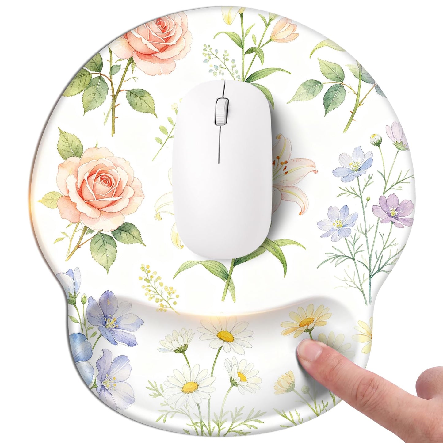 Pink Mouse pad with Wrist Rest,Relieving Pain Memory Foam Computer pad, Ergonomic Desktop Mouse, Silicone Material Mouse pad, with Non-Slip PU Base (Pink)