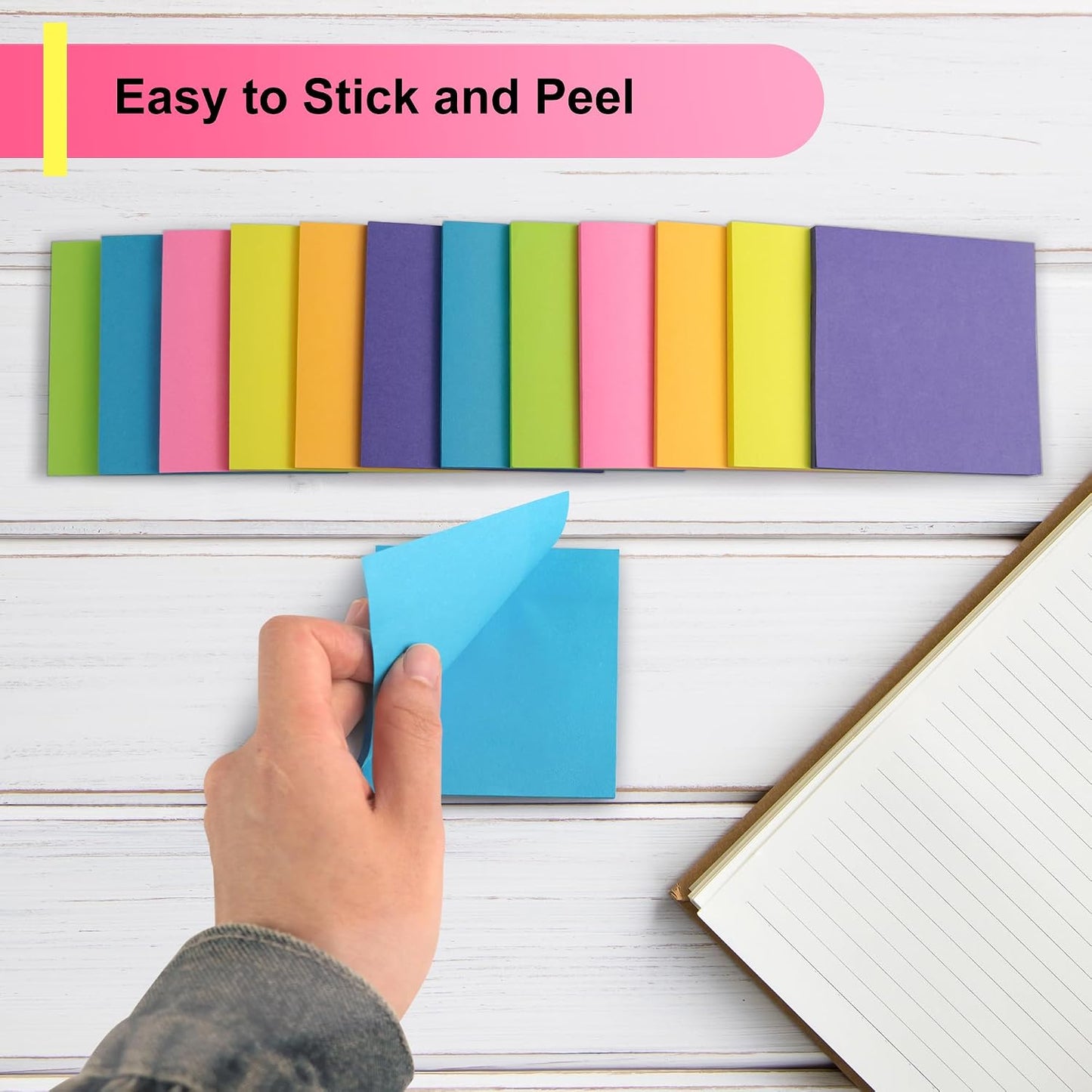 OHOME Sticky Notes - 12 Pads, 3”x3” - Colorful Self-Stick Post Notes Bulk - Office Desk Accessories | Teacher Classroom Must Haves,Aesthetic School Supplies for Home,Back to School Essential