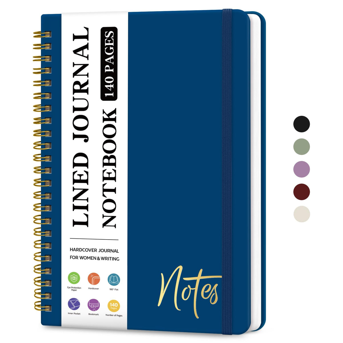 ZOTIA Lined Spiral Notebook for Work Hardcover Spiral Journal College Ruled | Purple, 5.7" x 7.9" Spiral Journals for Writing, Work Notebooks, Note taking and Office School Supplies, 140 Pages