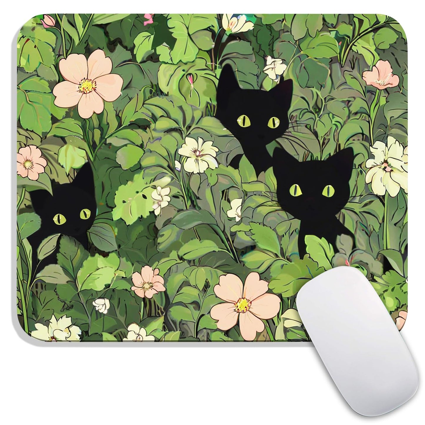 Square Mouse Pad Beautiful Flowers Plants, Personalized Premium-Textured Custom Mouse Mat Design, Washable Mousepad Cloth, Non-Slip Rubber Base Computer Mouse Pads for Wireless Mouse