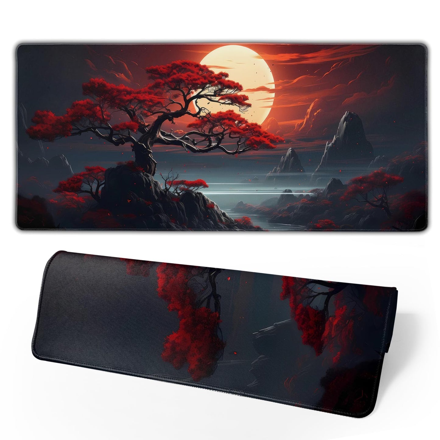 Japanese Mouse Pad, Large Japanese Desk Mat, XL Anime Gaming Keyboard Mat, Non-Slip Rubber Base, Big Extended Desk Protector for Home Office, 31.5”x11.8”