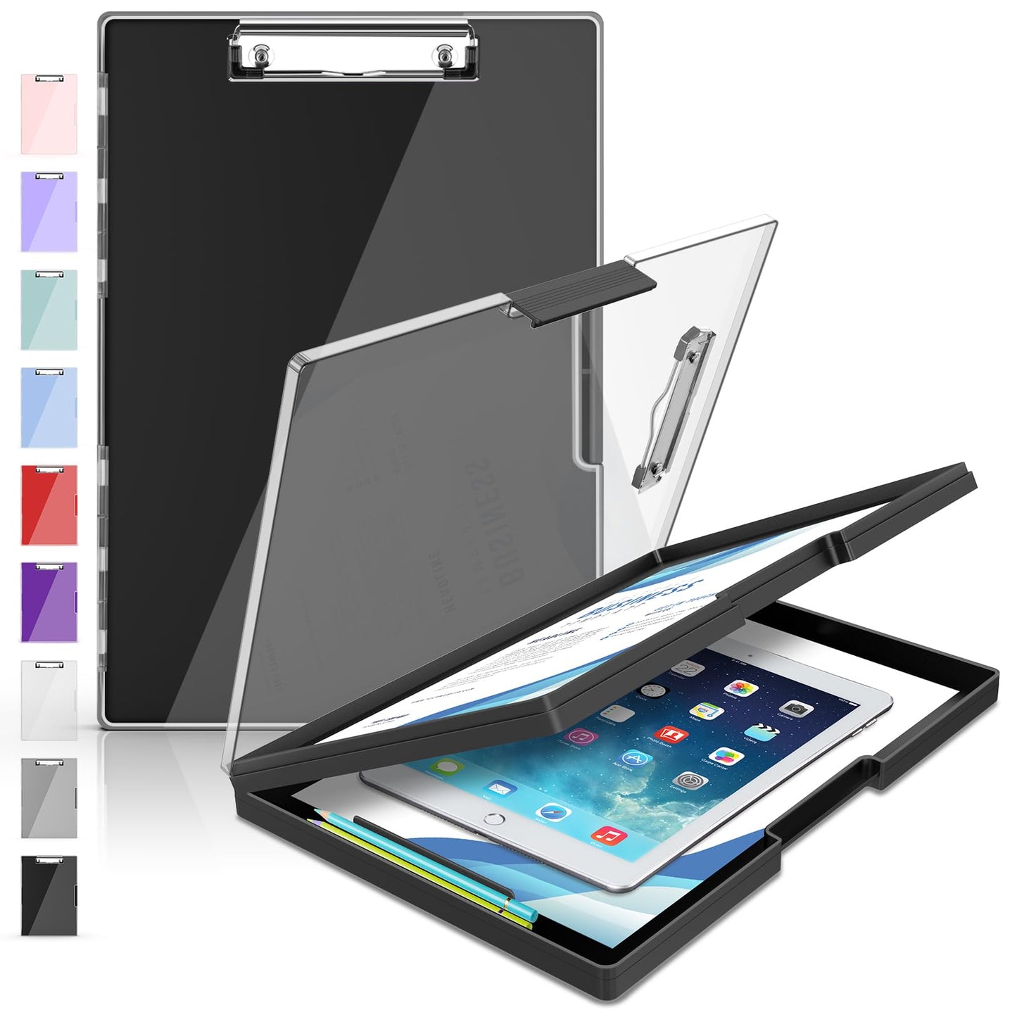 Sooez Nursing Clipboard with Storage, Clear Top Clip Boards 8.5x11, Purple | Heavy Duty Plastic, Dry Erase, High Capacity, Nurse Essentials, Dental Assistant, Teacher & College School Office Supplies