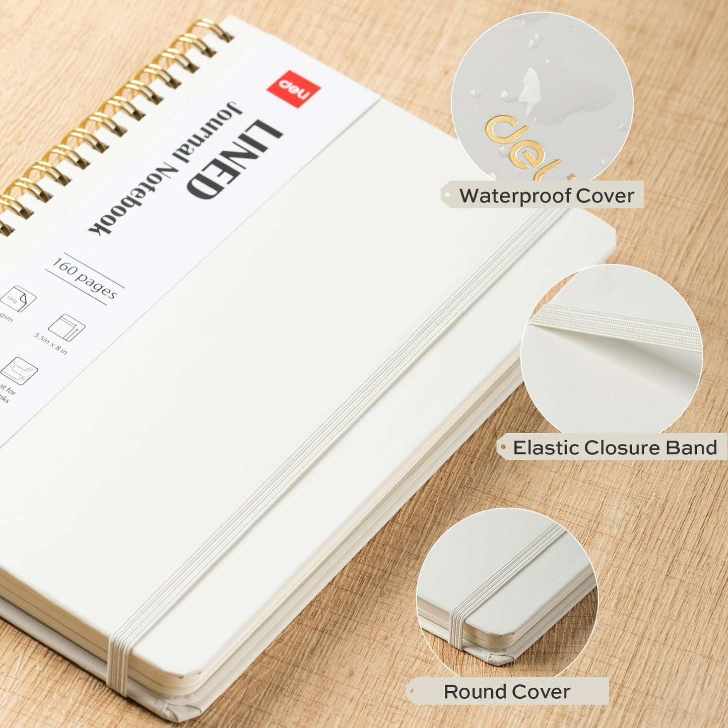 deli 3 Pack Lined Spiral Journal Notebook, 160 Pages, A5 (5.5"x8") Hardcover Writing Notebook, College Ruled Spiral Bound Journal for Women & Men - Perfect for Work, School, Office & Note Taking