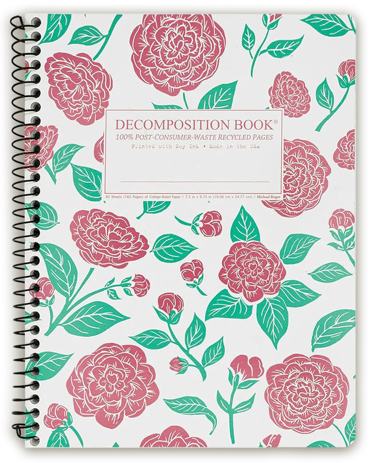 Decomposition Jellyfish College Ruled Spiral Notebook - 9.75 x 7.5 Journal with 160 Lined Pages - 100% Recycled Paper - Cute Notebooks for School Supplies, Home & Office - Made in USA