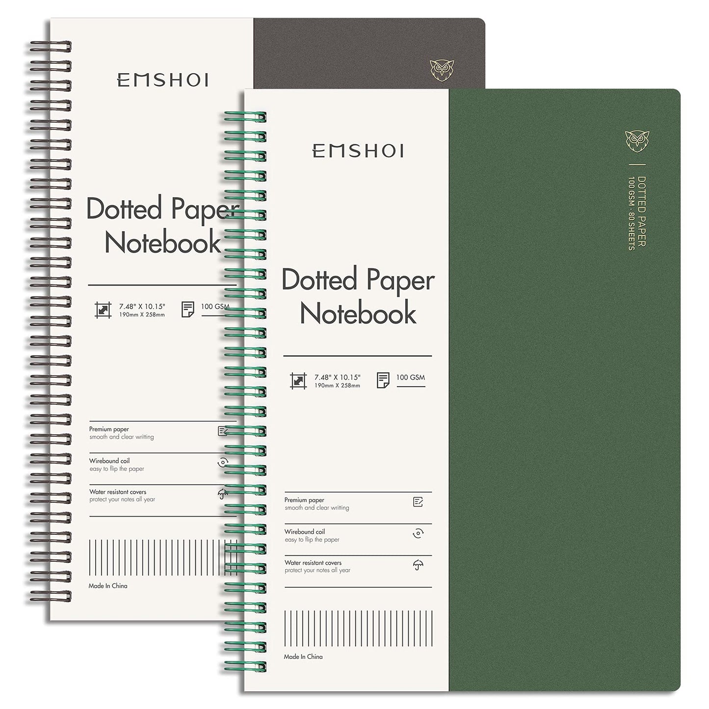 EMSHOI Lined Spiral Journal Notebook, 4 Pack, 640 Pages, A5 (5.7" x 8.2") | College Ruled, 100 GSM Thick Paper, Flexible Plastic Cover, for School, Student, Writing, Journaling, Work, Women & Men