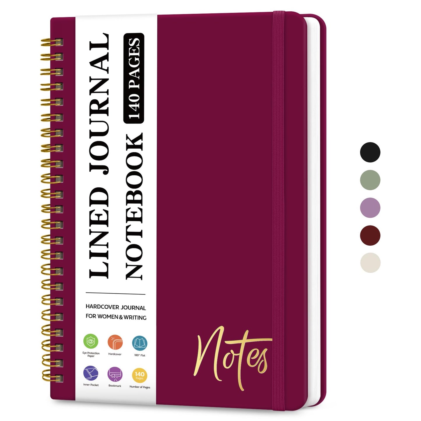 ZOTIA Lined Spiral Notebook for Work Hardcover Spiral Journal College Ruled | Purple, 5.7" x 7.9" Spiral Journals for Writing, Work Notebooks, Note taking and Office School Supplies, 140 Pages