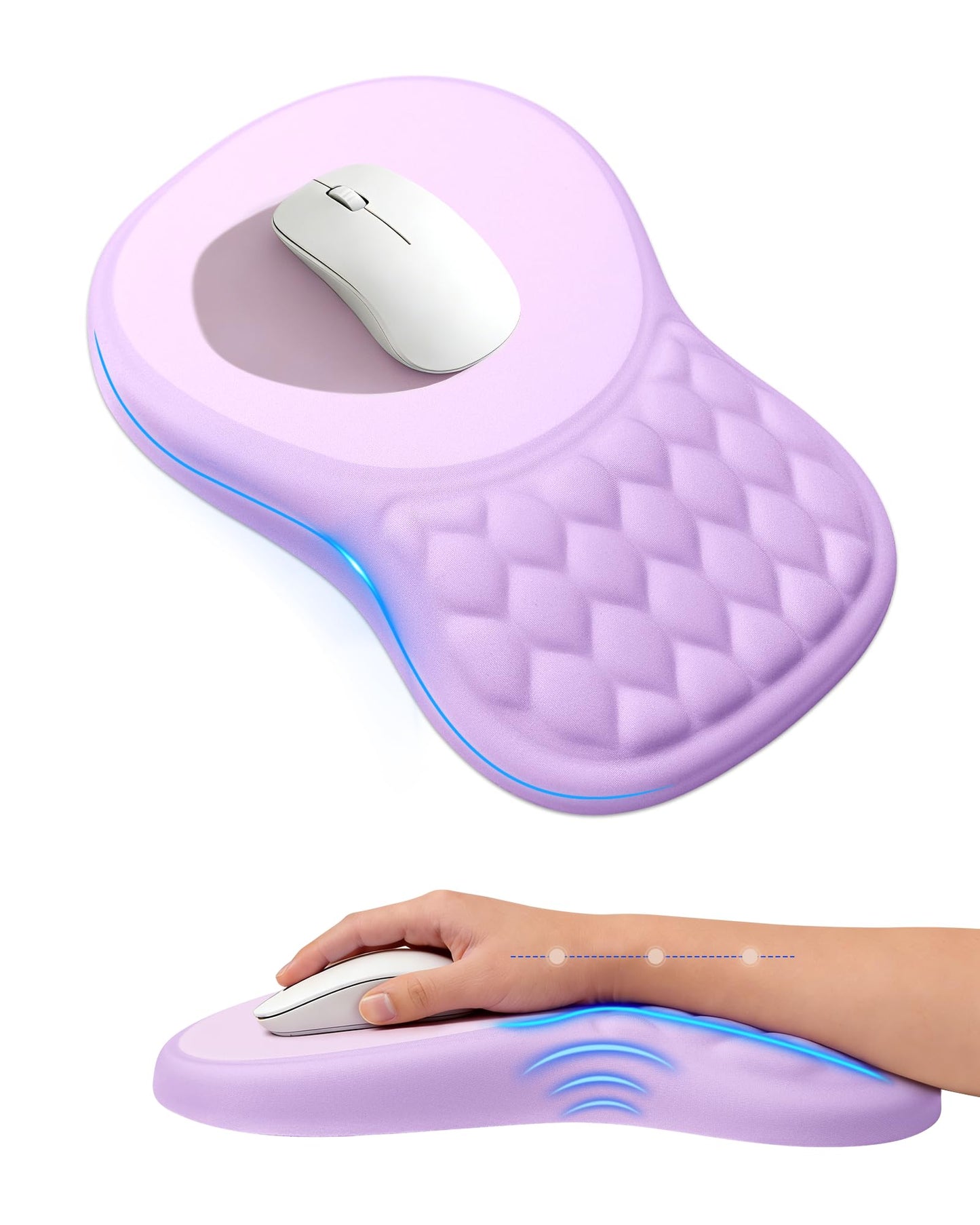 Ergonomic Mouse Pad with Sloped Memory Foam Wrist Rest (Black) | 3D Textured Wrist Cushion, Smooth Lycra Surface, Non-Slip PU Base, Comfortable Support for Office/Home Computer Desks