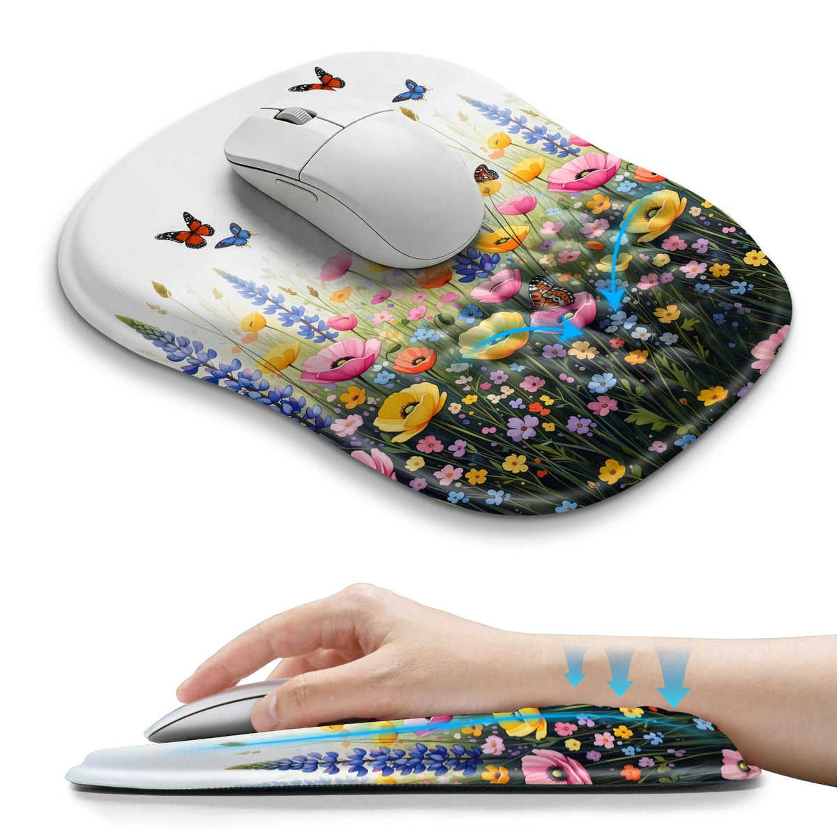 Hokafenle Ergonomic Wrist-hugging Mouse Pad Wrist Support, U-shaped Holding Wrist Rest Mousepad for Carpal Tunnel Pain Relief with Cushioned Memory Foam Slope Massage Bulge (Classic 10.2x8.3 in,Black)