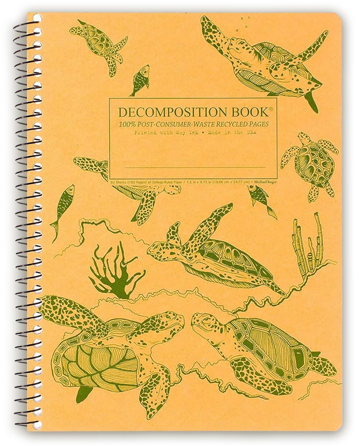 Decomposition Jellyfish College Ruled Spiral Notebook - 9.75 x 7.5 Journal with 160 Lined Pages - 100% Recycled Paper - Cute Notebooks for School Supplies, Home & Office - Made in USA