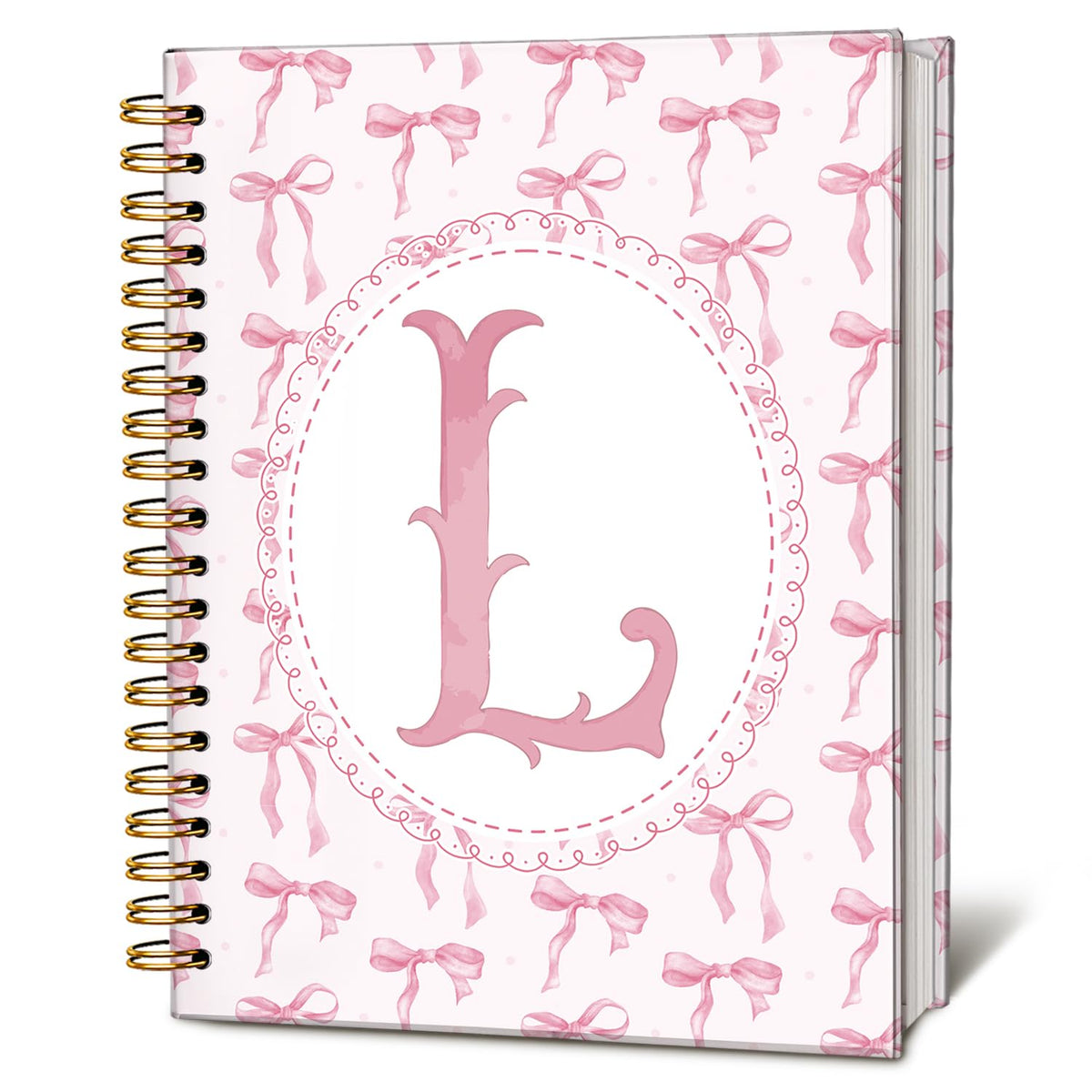 Cute Pink Bow Journal for Teen Girls & Women, Cute School Supplies - Cute Preppy Bow Stuff Birthday Gifts for Women Girls, Coquette Stuff Pink Bow Bible Hardcover Spiral Notebook 5.5x8.3