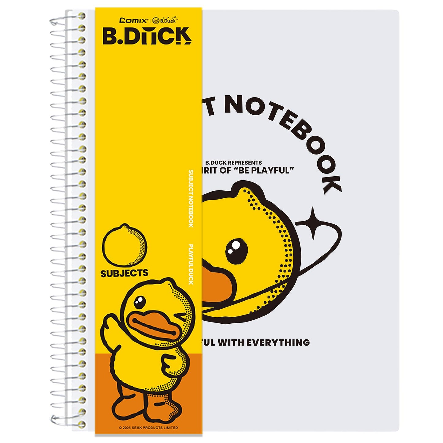 Comix 6-Pack 1 Subject Notebook with Plastic Cover, 70 Sheets 8.5" x 11" College Ruled Notebook with 1 Divider for Office/School/Home (Black,Blue,White,Green,Pink,Orange)