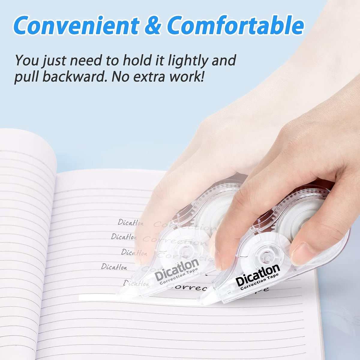 White Correction Tape 10 Pack, Easy Use Roller Applicator, Instant Dry, Jam Free PET Film, Smooth Precise Corrections for School, Office, Home,1/5" X39Ft
