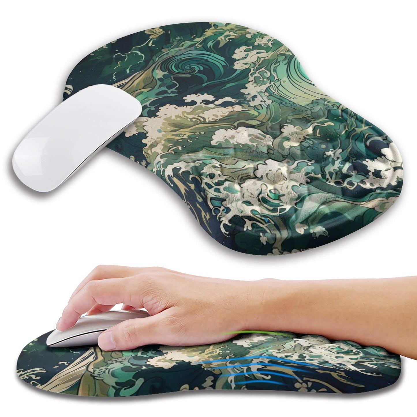 Ergonomic Mouse Pad Wrist Support with Memory Foam Massage Bulge, Carpal Tunnel Pain Relief Mousepad Wrist Rest for Mouse(12x8 inch, Black)