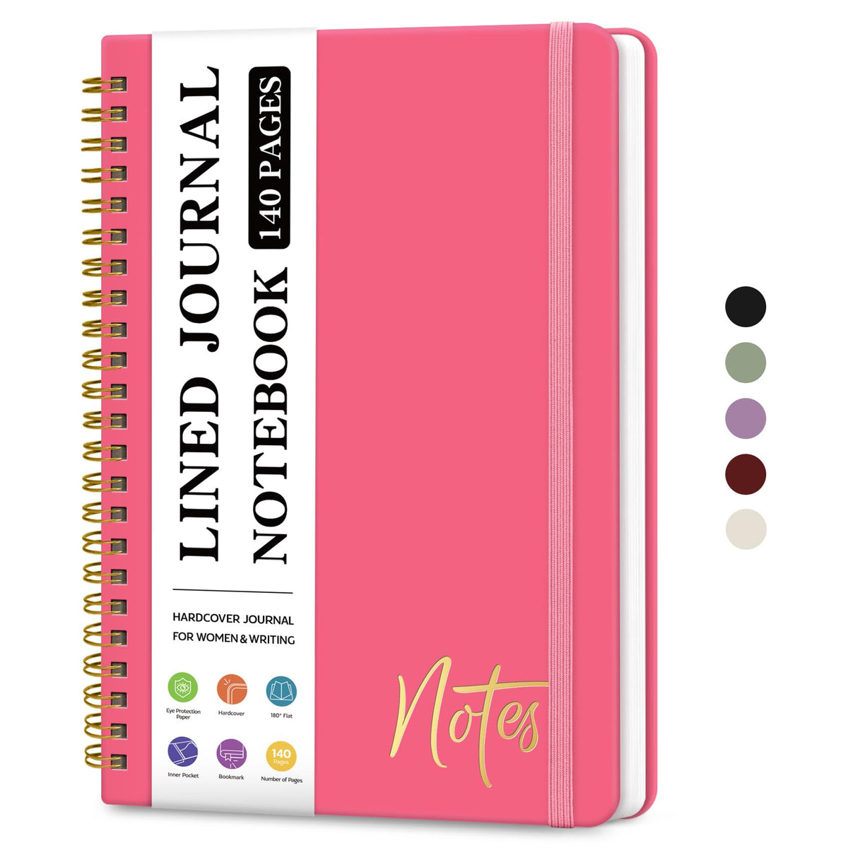 ZOTIA Lined Spiral Notebook for Work Hardcover Spiral Journal College Ruled | Purple, 5.7" x 7.9" Spiral Journals for Writing, Work Notebooks, Note taking and Office School Supplies, 140 Pages