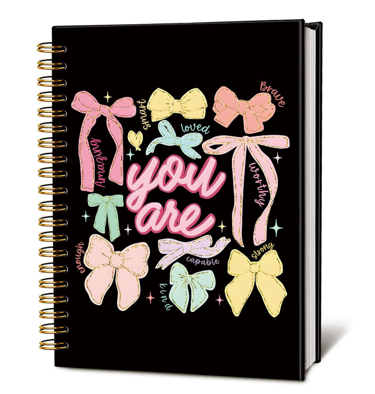 Cute Pink Bow Journal for Teen Girls & Women, Cute School Supplies - Cute Preppy Bow Stuff Birthday Gifts for Women Girls, Coquette Stuff Pink Bow Bible Hardcover Spiral Notebook 5.5x8.3