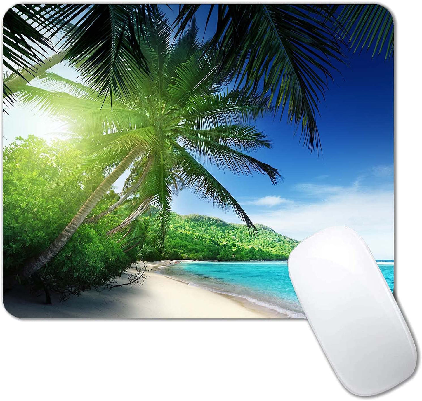 Beach Sunset Mouse Pad,Cute Mouse pad,Custom Small Mouse Pads with Designs,Portable Office Non-Slip Rubber Base Wireless Mouse Pad for Laptop