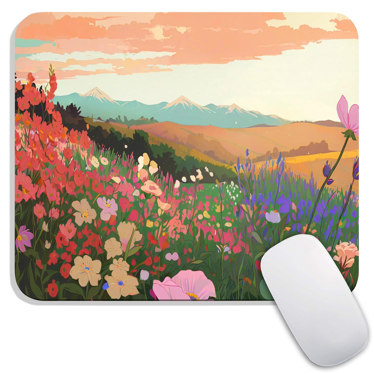 Square Mouse Pad Beautiful Flowers Plants, Personalized Premium-Textured Custom Mouse Mat Design, Washable Mousepad Cloth, Non-Slip Rubber Base Computer Mouse Pads for Wireless Mouse