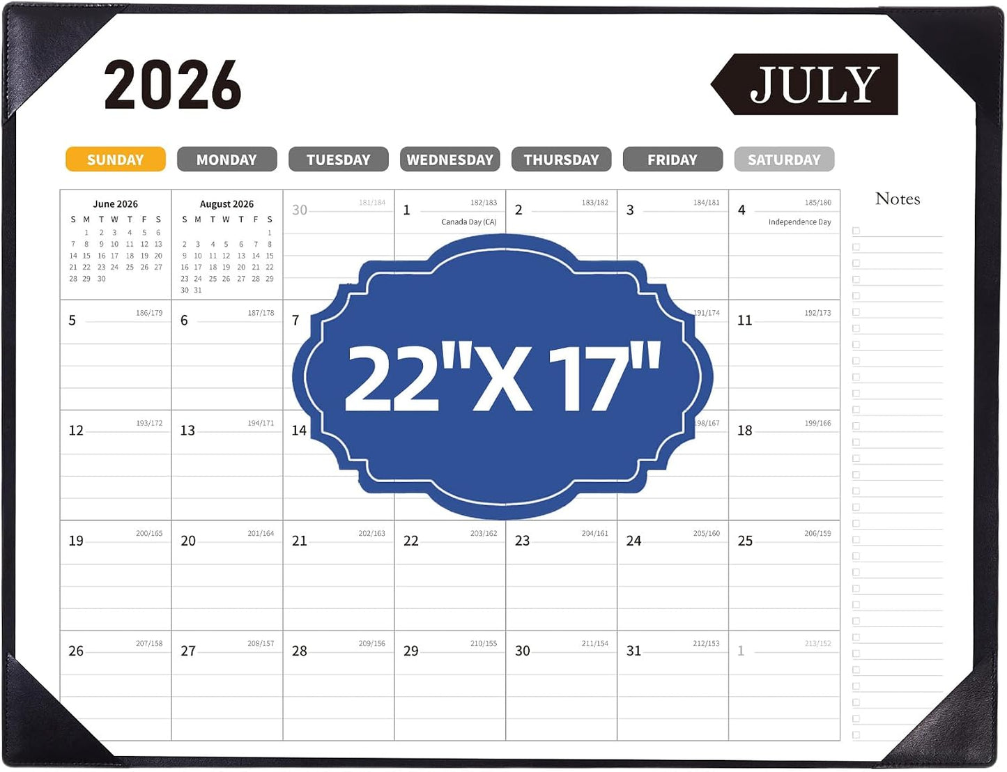 Desk Calendar 2026-2027, 22 x 17, Jun. 2026-Dec. 2027, PU Desk Pad | Academic Planner and Desktop Calendar for Teachers, Students, Home Office, Back to School Supplies, Desk Accessories