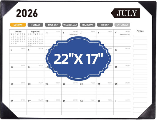 Desk Calendar 2026-2027, 22 x 17, Jun. 2026-Dec. 2027, PU Desk Pad | Academic Planner and Desktop Calendar for Teachers, Students, Home Office, Back to School Supplies, Desk Accessories