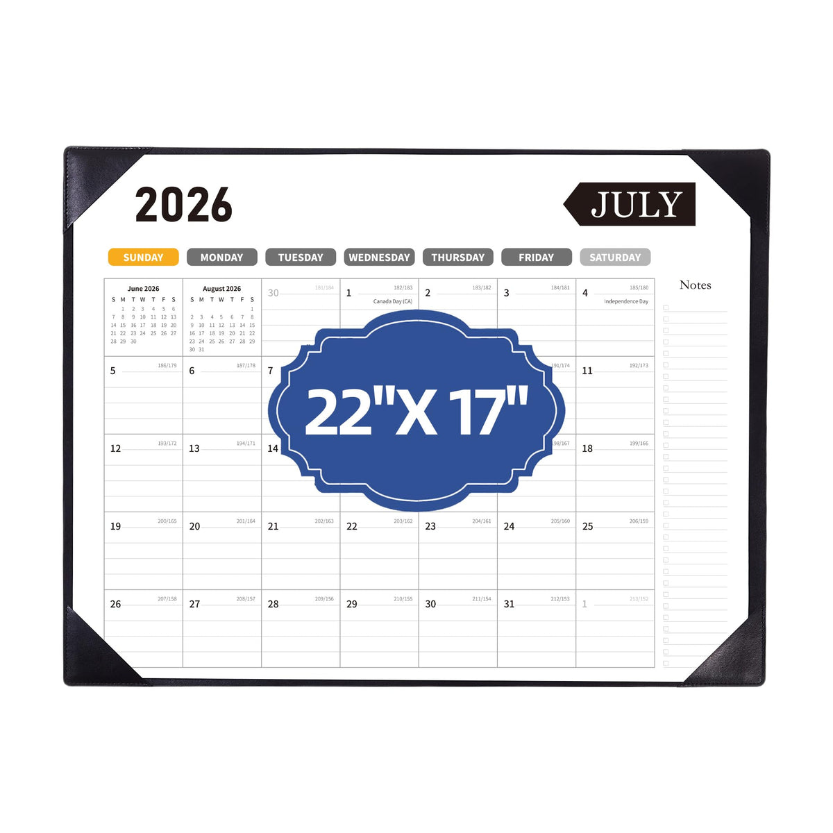 Desk Calendar 2026-2027, 22 x 17, Jun. 2026-Dec. 2027, PU Desk Pad | Academic Planner and Desktop Calendar for Teachers, Students, Home Office, Back to School Supplies, Desk Accessories