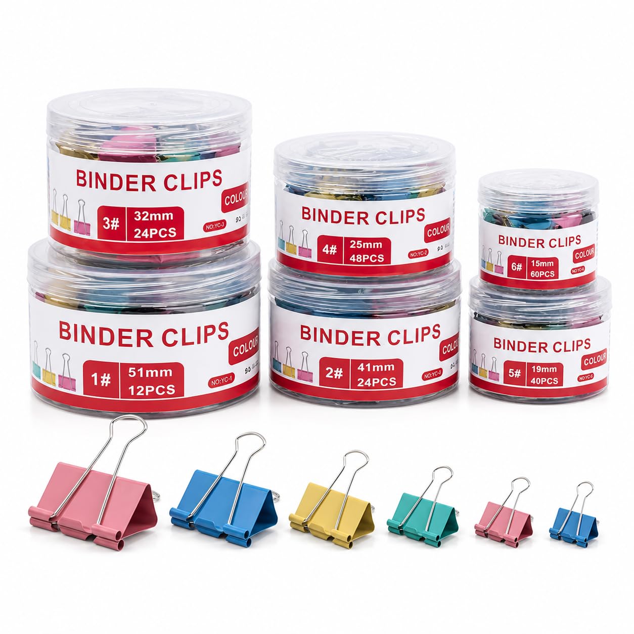 208PCS Binder Clips Assorted Sizes, Paper Clamps 6 Sizes, Office Supplies | Extra Large Medium Small Mini Micro, Meta Blinder Paper Clamps, for Office Supplies, Home, School