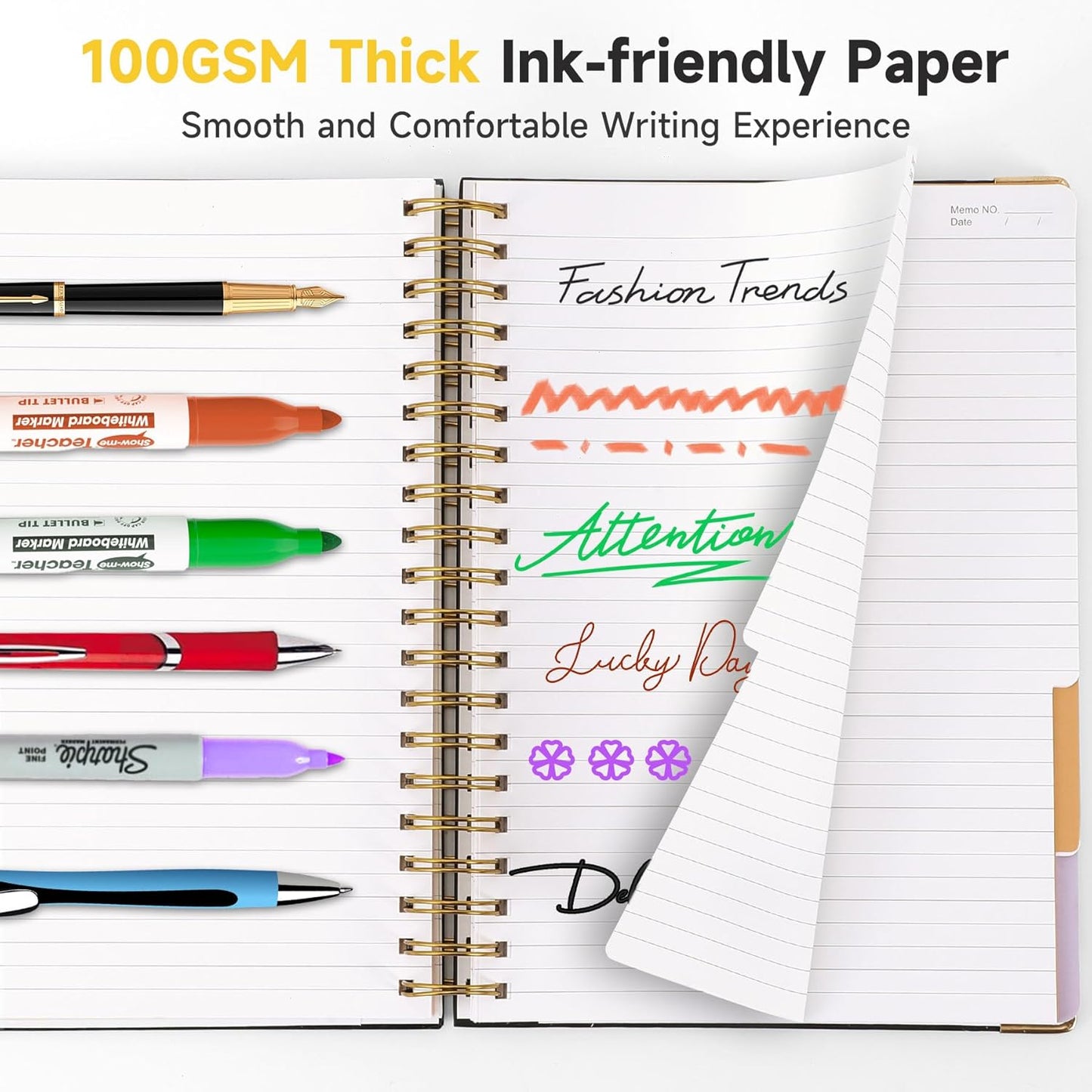 5 Subject Notebook with Dividers, Lined Spiral Journal, 7.6" x 10.5", Pink | 240 Page, B5 Aesthetic Writing Journals for Women, Hardcover Notebooks for Work Note Taking, College Essentials
