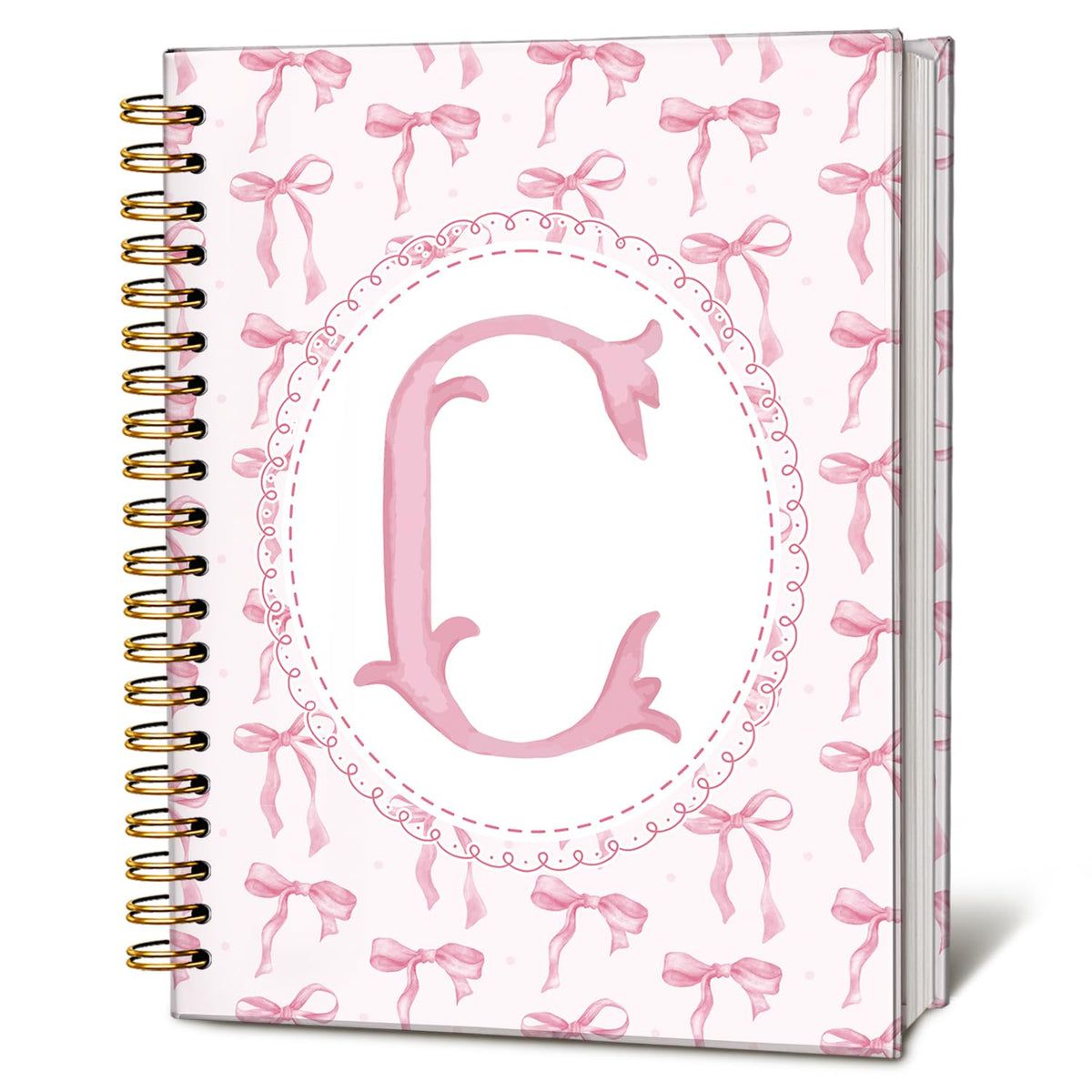 Cute Pink Bow Journal for Teen Girls & Women, Cute School Supplies - Cute Preppy Bow Stuff Birthday Gifts for Women Girls, Coquette Stuff Pink Bow Bible Hardcover Spiral Notebook 5.5x8.3