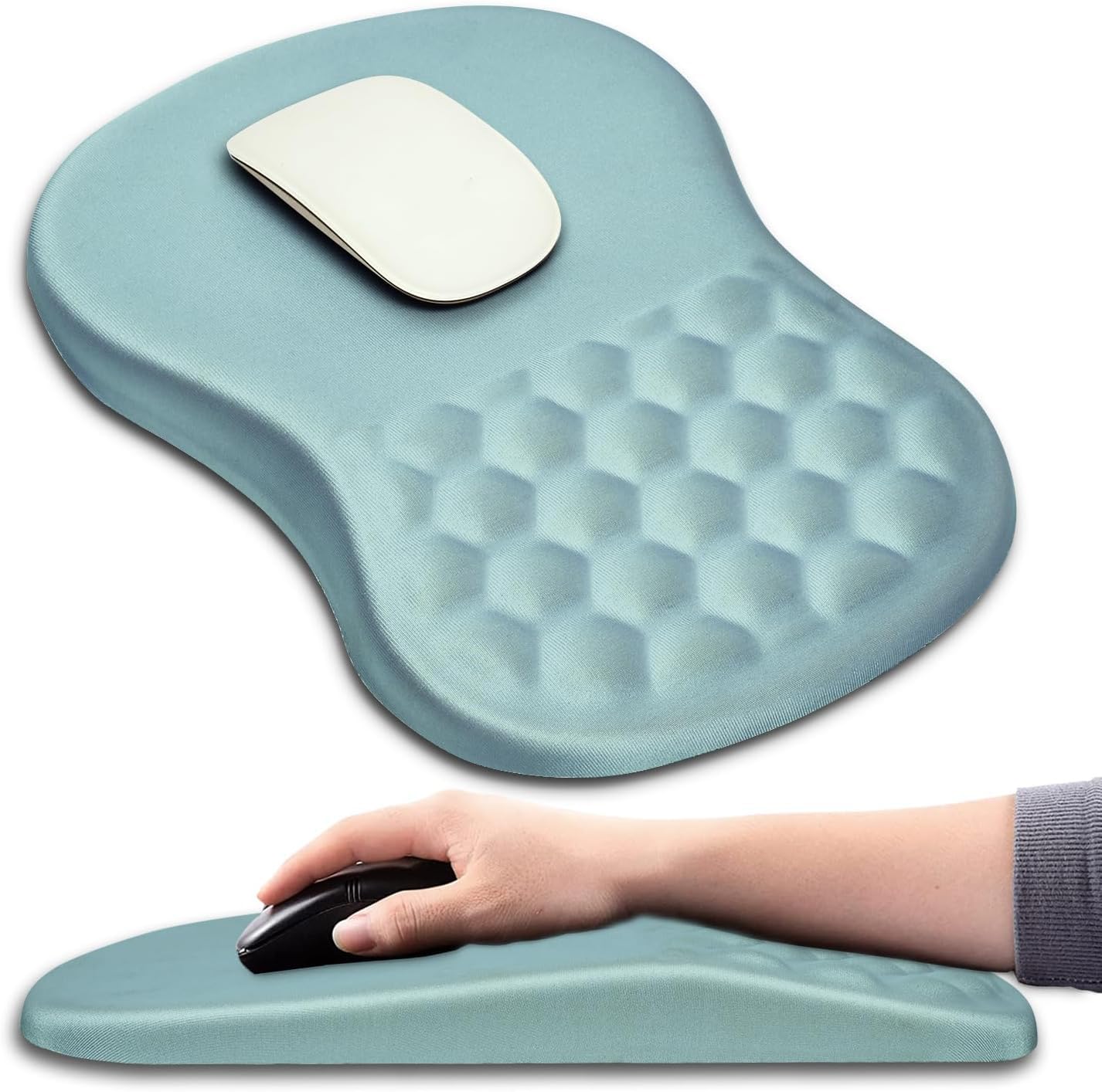 Hokafenle Ergonomic Mouse Pad Wrist Support with Massage Design, Wrist Rest Pain Relief Mousepad with Memory Foam&Non-Slip PU Base, Mouse Pads for Wireless Mouse & Desk (12x8 inch,Black)