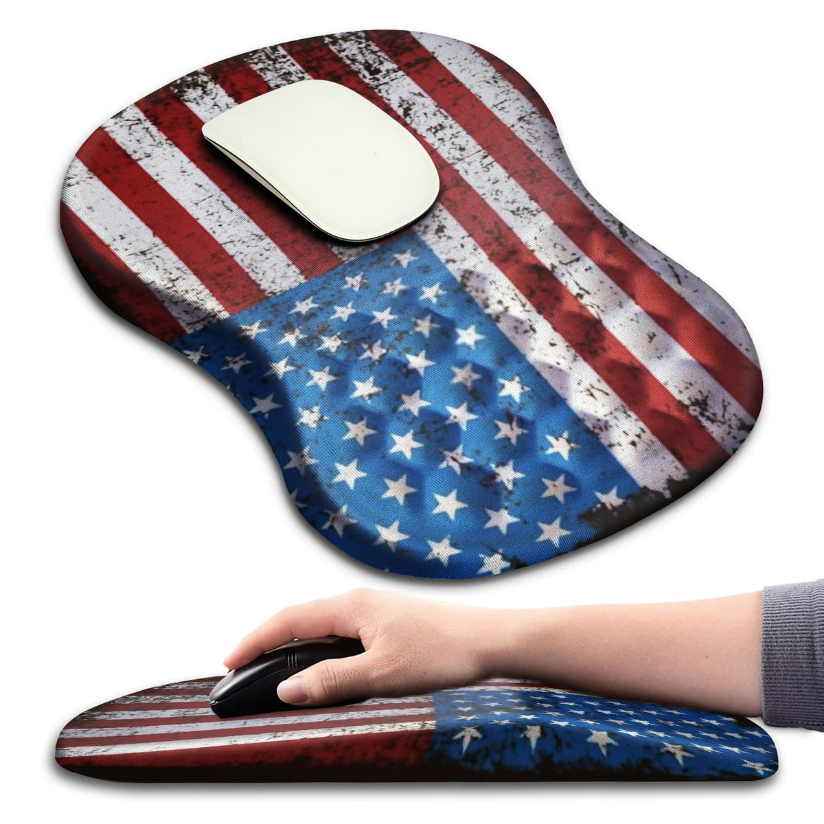 Hokafenle Ergonomic Mouse Pad Wrist Support with Massage Design, Wrist Rest Pain Relief Mousepad with Memory Foam&Non-Slip PU Base, Mouse Pads for Wireless Mouse & Desk (12x8 inch,Black)