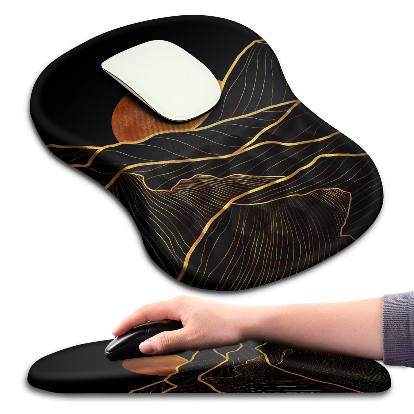 Mouse Pad Wrist Support, Ergonomic Mouse Pad with Massage Dot, Comfortable Computer Mouse Pad for Laptop, Wrist Rest Pain Relief Mousepad with Non-Slip PU Base for Office & Home, 12 x 8 in