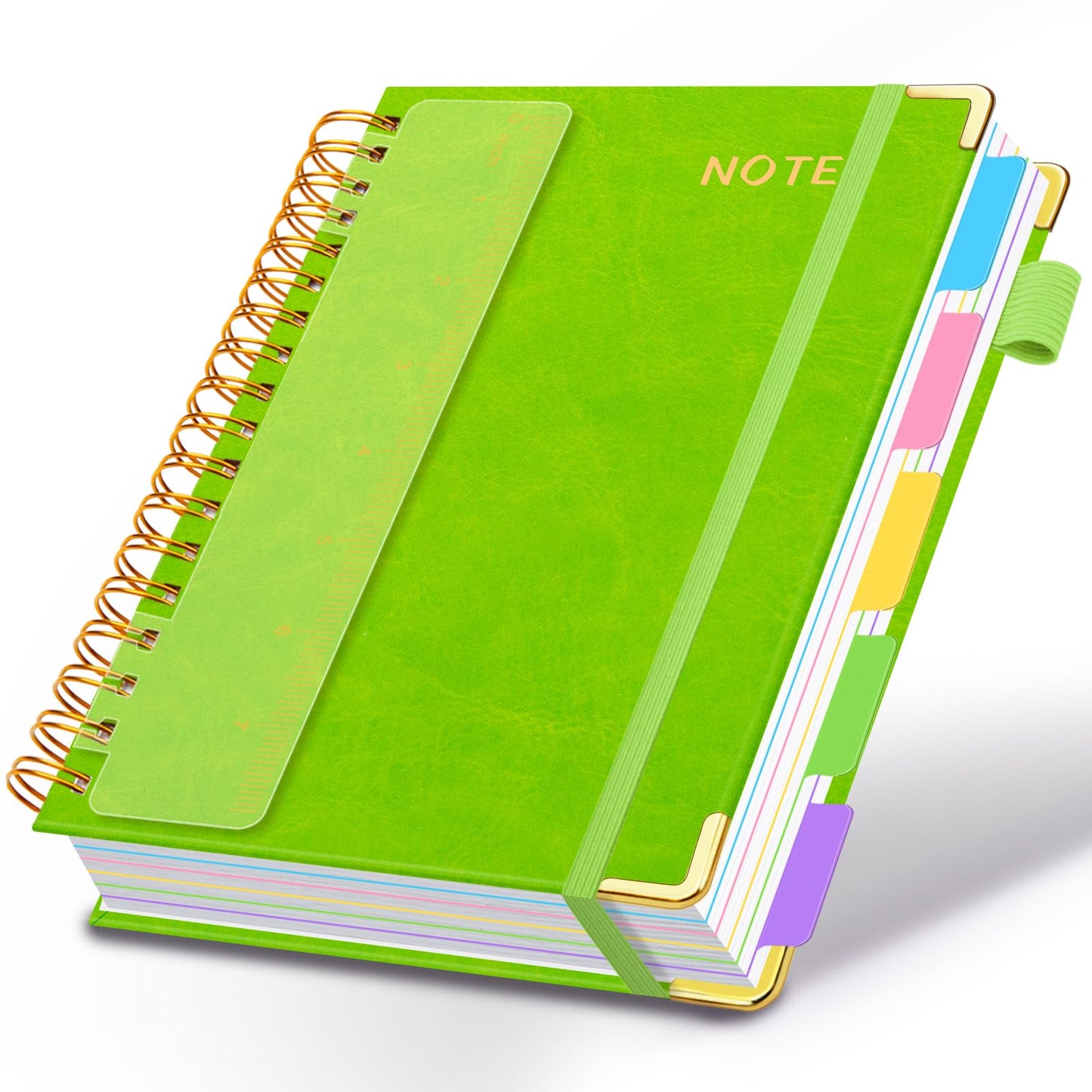 Hardcover Spiral Notebooks for Work 8''x 10'', 300 Pages 5 Subject Notebook with Dividers & Tabs, B5 Spiral Journal for Women, College Ruled Notebooks for School Note-Taking (Rose Purple)