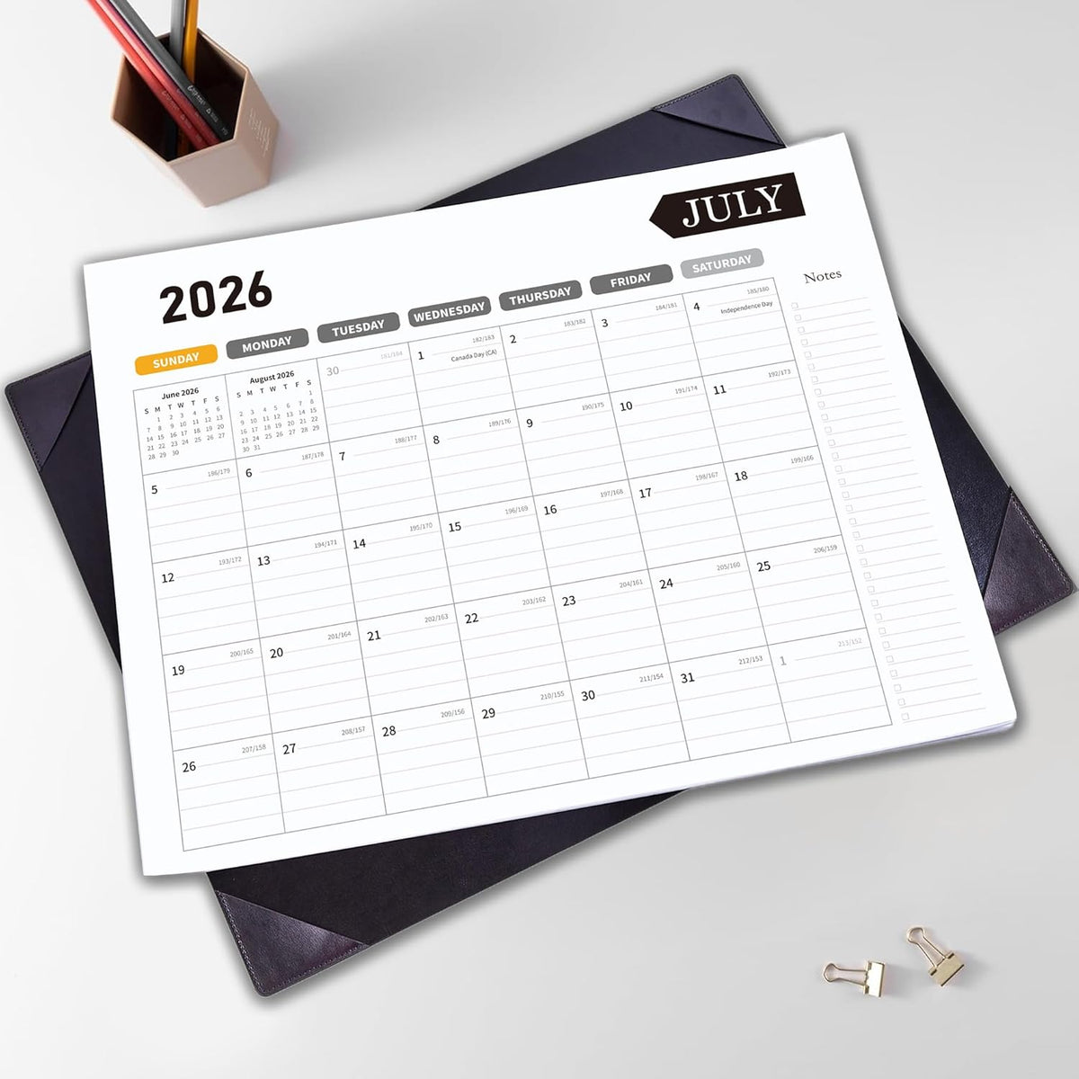 Desk Calendar 2026-2027, 22 x 17, Jun. 2026-Dec. 2027, PU Desk Pad | Academic Planner and Desktop Calendar for Teachers, Students, Home Office, Back to School Supplies, Desk Accessories