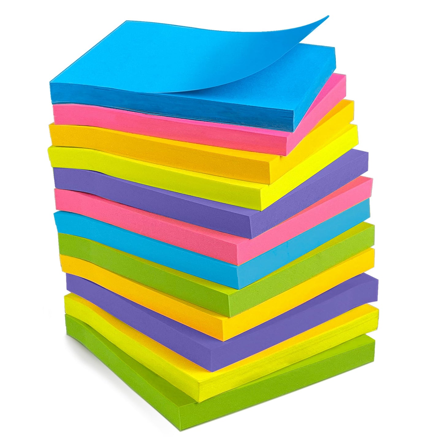 OHOME Sticky Notes - 12 Pads, 3”x3” - Colorful Self-Stick Post Notes Bulk - Office Desk Accessories | Teacher Classroom Must Haves,Aesthetic School Supplies for Home,Back to School Essential