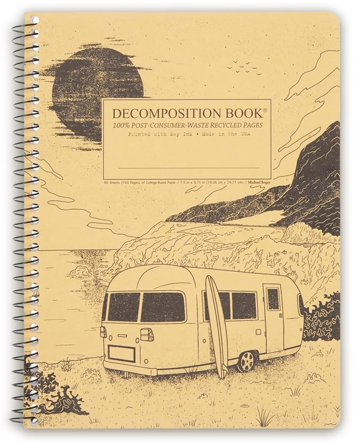 Decomposition Jellyfish College Ruled Spiral Notebook - 9.75 x 7.5 Journal with 160 Lined Pages - 100% Recycled Paper - Cute Notebooks for School Supplies, Home & Office - Made in USA