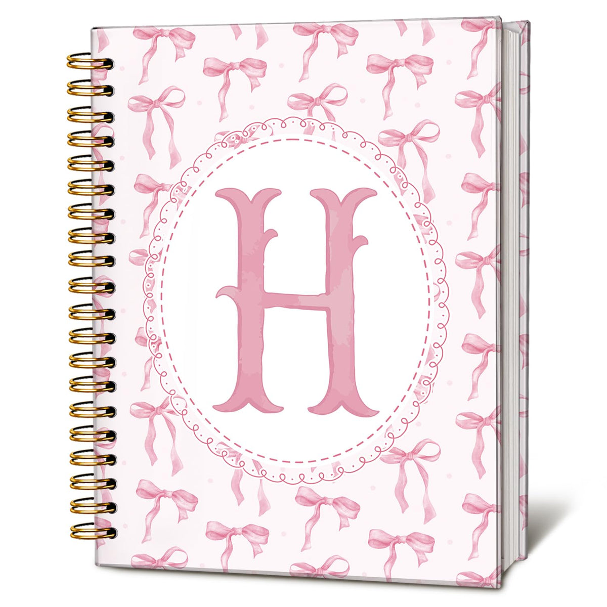 Cute Pink Bow Journal for Teen Girls & Women, Cute School Supplies - Cute Preppy Bow Stuff Birthday Gifts for Women Girls, Coquette Stuff Pink Bow Bible Hardcover Spiral Notebook 5.5x8.3