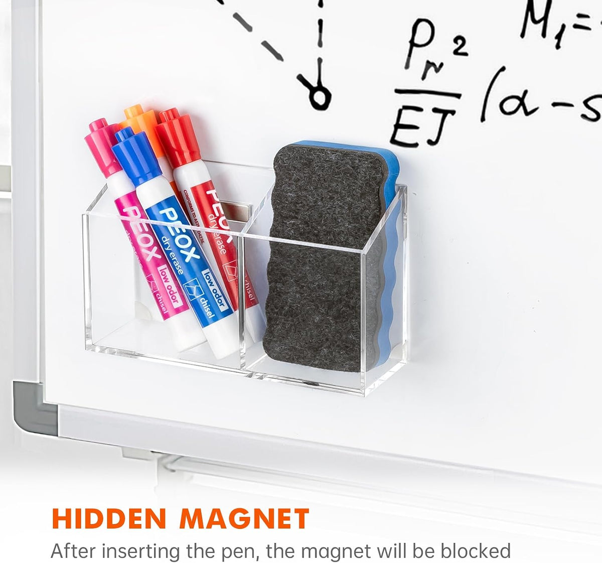 BEYGORM Magnetic Dry Erase Marker Holder for Whiteboard & Refrigerator | Non-slip Acrylic Pen Holder for Classroom, Fridge Magnet, Locker Organizer Accessories, Teacher & School Supplies(Clear)