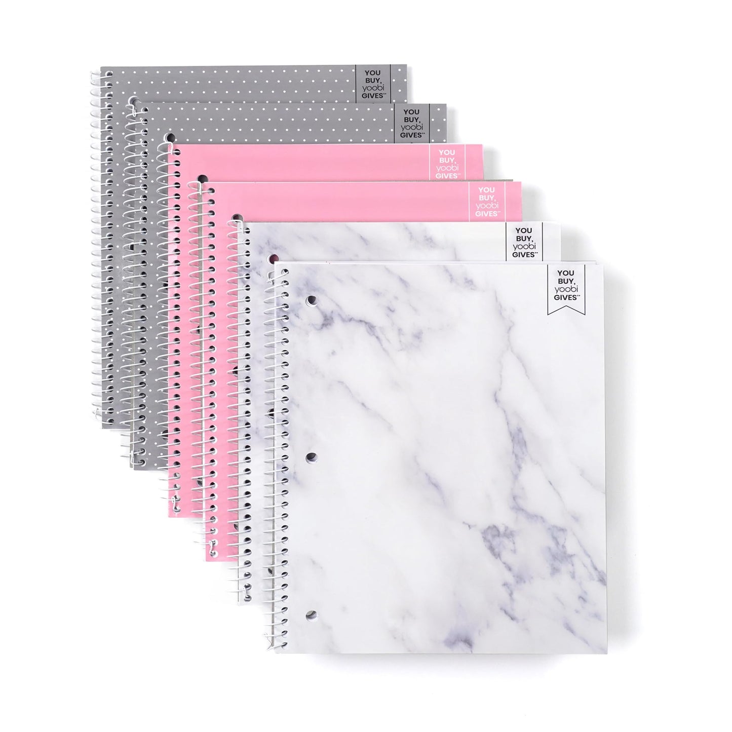 Yoobi x Barbie College Ruled Spiral Notebooks, 3-Pack, 100 Sheets | 3-Hole Punched Sheets, Perforated Pages, 100–150 Sheets, Multi-Pack (3-Pack or 6-Pack), Fun Prints & Designs