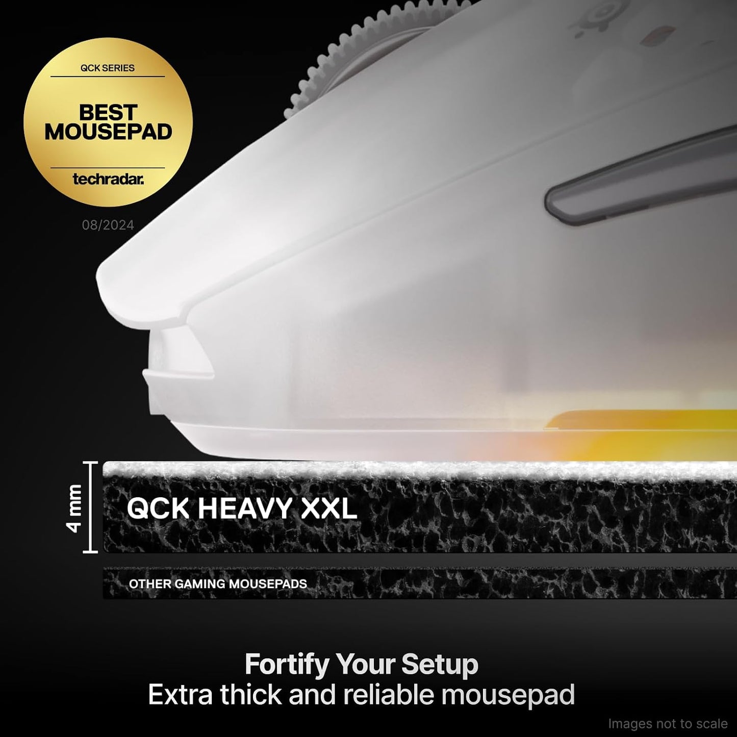 SteelSeries QcK Heavy Gaming Mousepad — Thicker, Non-Slip Silicone Rubber Base, Peak Tracking, Optimized for Gaming FPS, MOBAs, RTS, MMO — XXL Size 900 mm x 400 mm x 4 mm — White