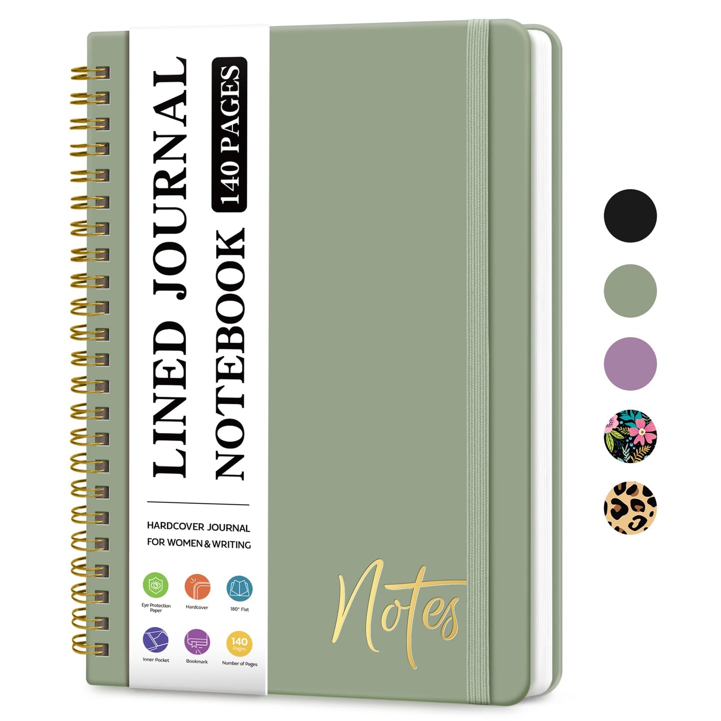ZOTIA Lined Spiral Notebook for Work Hardcover Spiral Journal College Ruled | Purple, 5.7" x 7.9" Spiral Journals for Writing, Work Notebooks, Note taking and Office School Supplies, 140 Pages