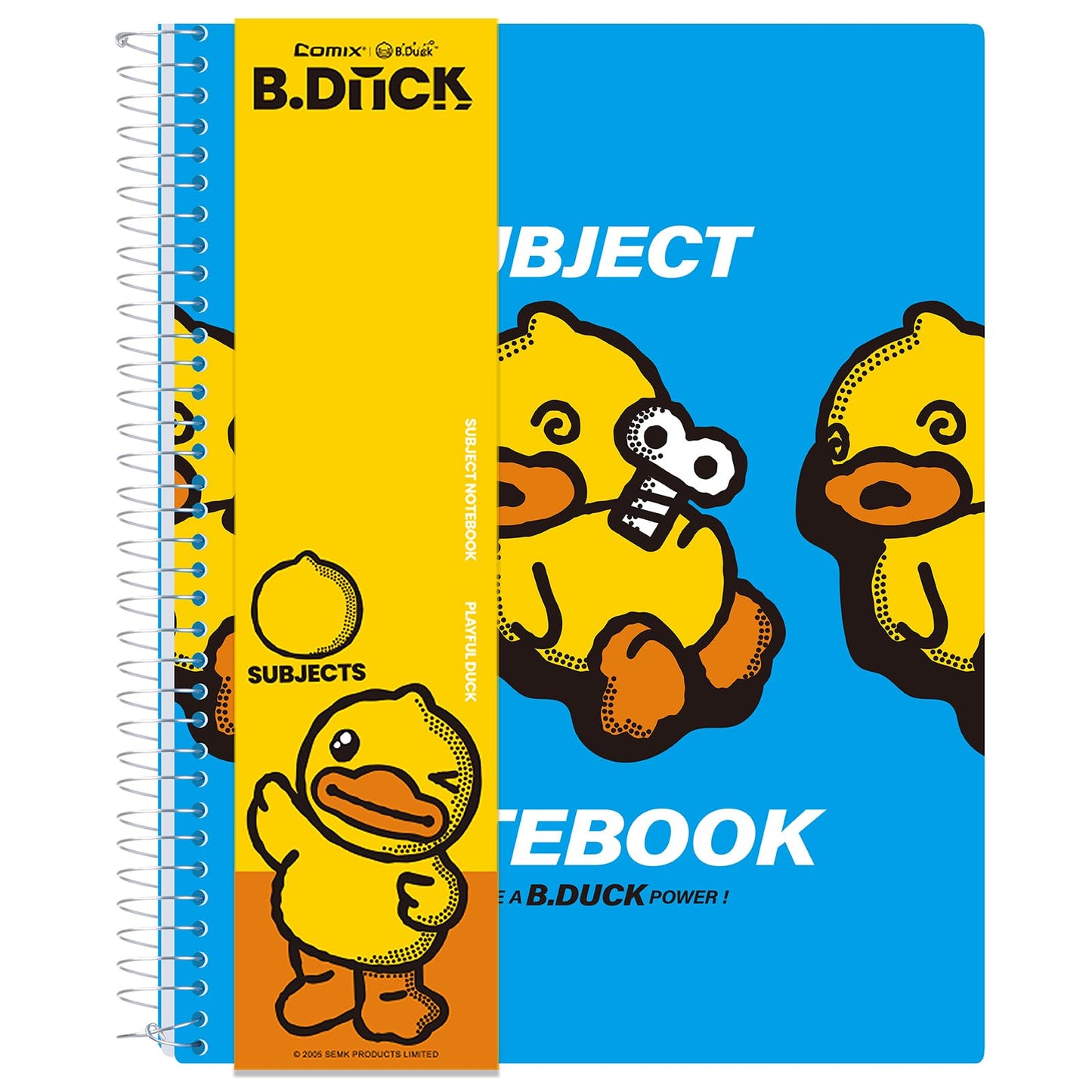 Comix 6-Pack 1 Subject Notebook with Plastic Cover, 70 Sheets 8.5" x 11" College Ruled Notebook with 1 Divider for Office/School/Home (Black,Blue,White,Green,Pink,Orange)